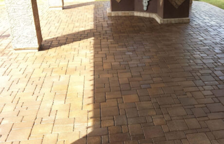 This image shows pavers that was newly stained.