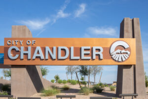 This image shows a signage of the city of Chandler.