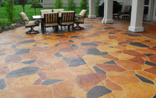 This image shows a Stamped concrete patio.