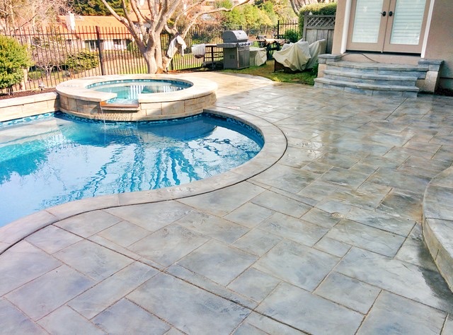 5. stamped and stenciled concrete overlay