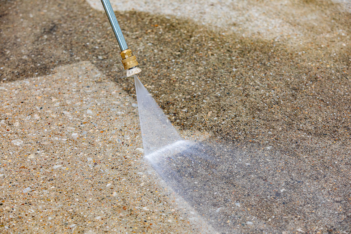 This image shows a driveway that was painted with epoxy