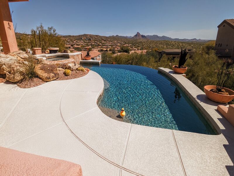 Pool deck This image shows a newly resurfaced pool deck.