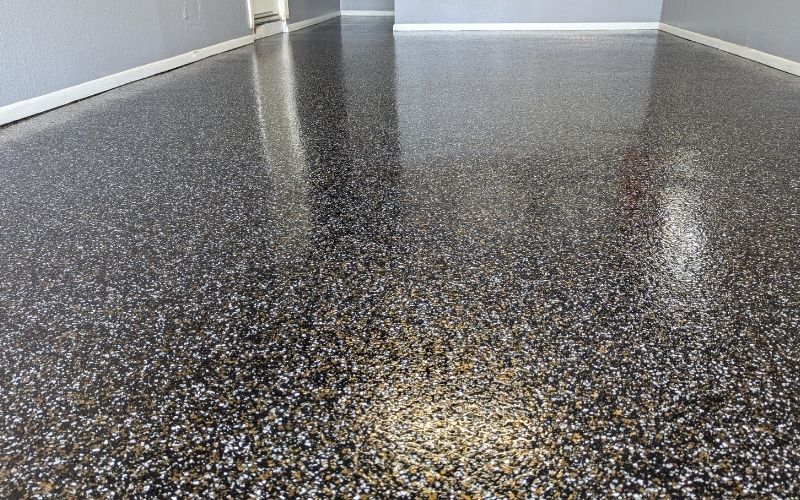 This image shows a driveway that was painted with epoxy